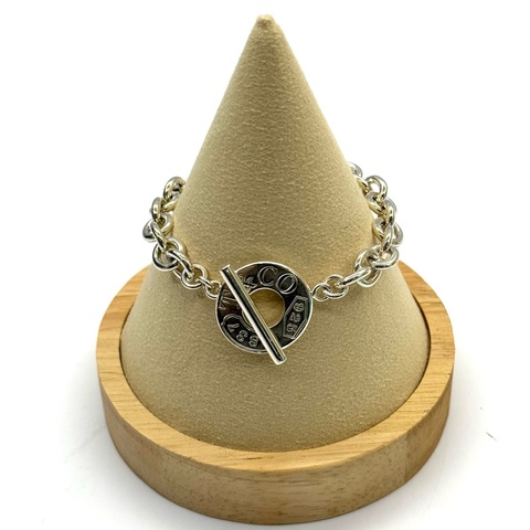 TIFFANY 蒂芬尼  Heart Tag Toggle 純銀手鏈