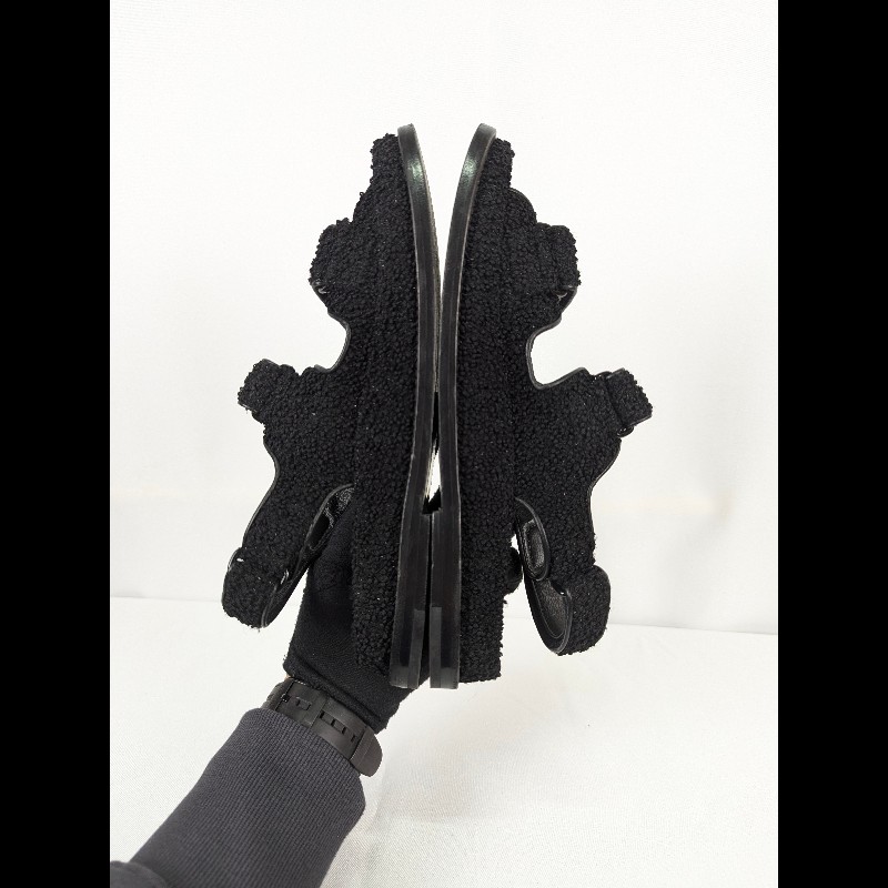 莉亞精品♡Chanel 毛呢魔鬼氈涼拖鞋 尺碼37.5 二手美鞋-6