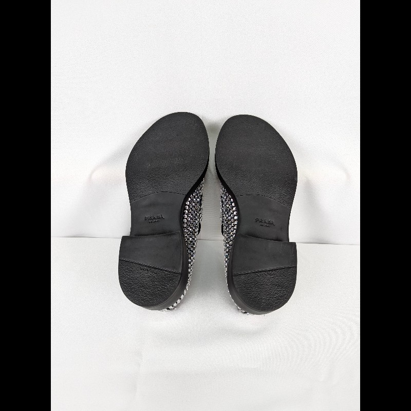 莉亞精品♡Prada 水鑽緞面樂福鞋 尺碼38.5 近新閒置-4