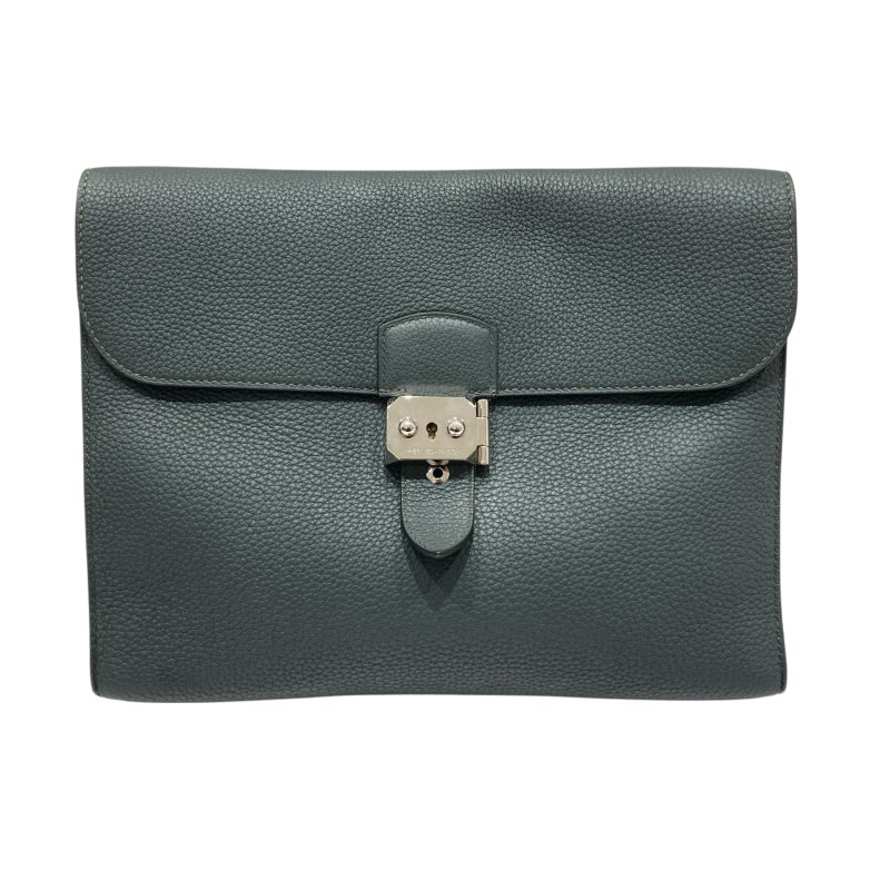 HERMÈS 愛馬仕 MESSENGER 29 肩背包 牛皮 灰綠色 銀釦-1