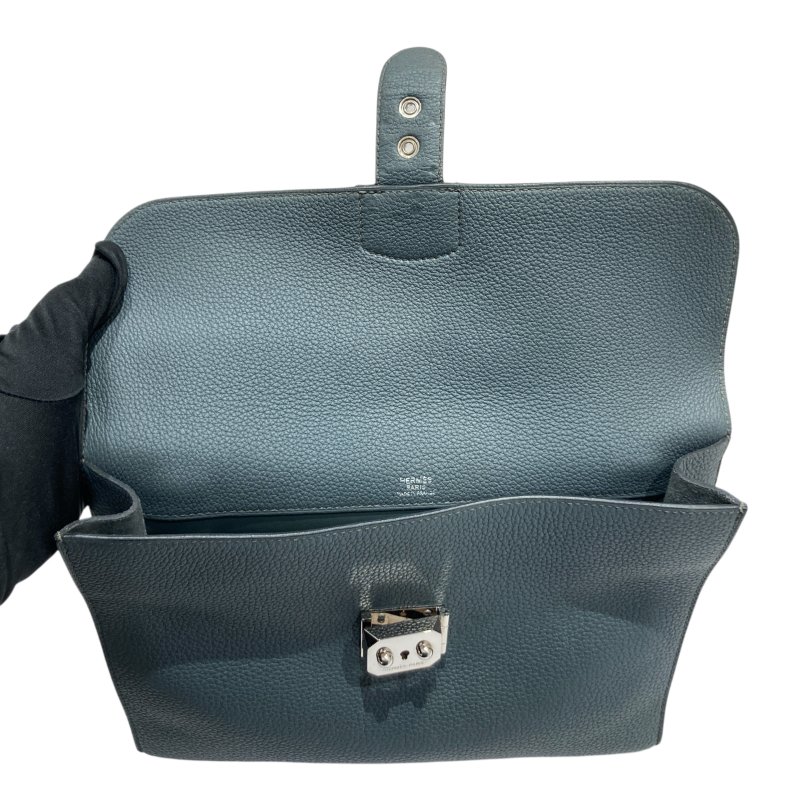 HERMÈS 愛馬仕 MESSENGER 29 肩背包 牛皮 灰綠色 銀釦-7