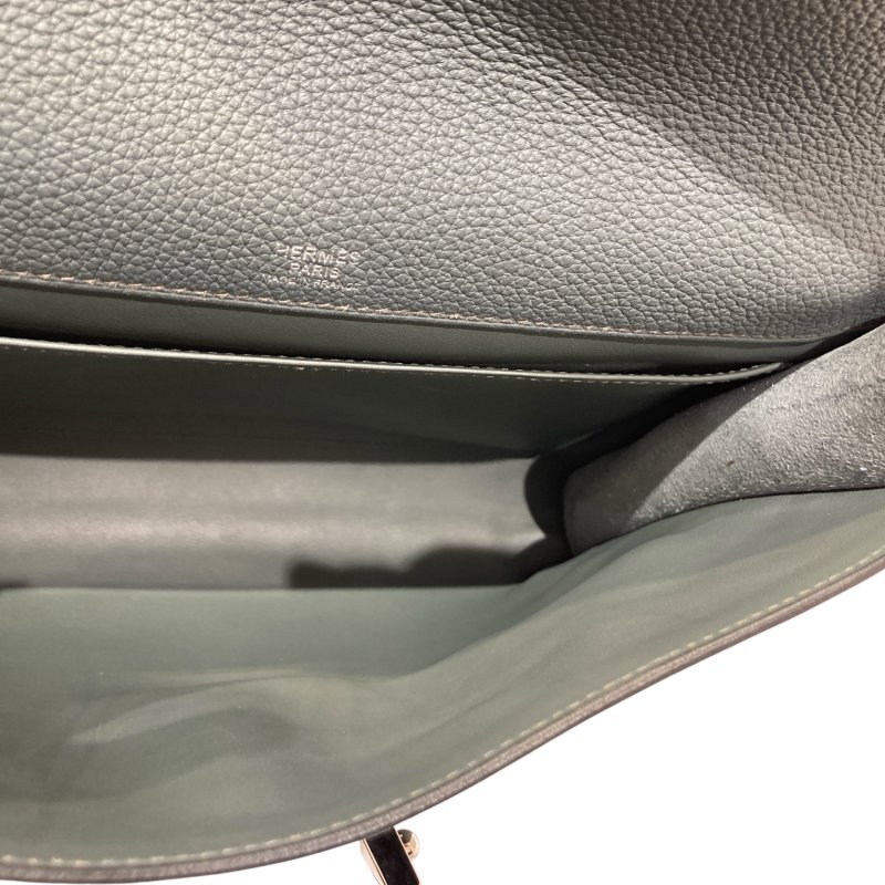 HERMÈS 愛馬仕 MESSENGER 29 肩背包 牛皮 灰綠色 銀釦-9