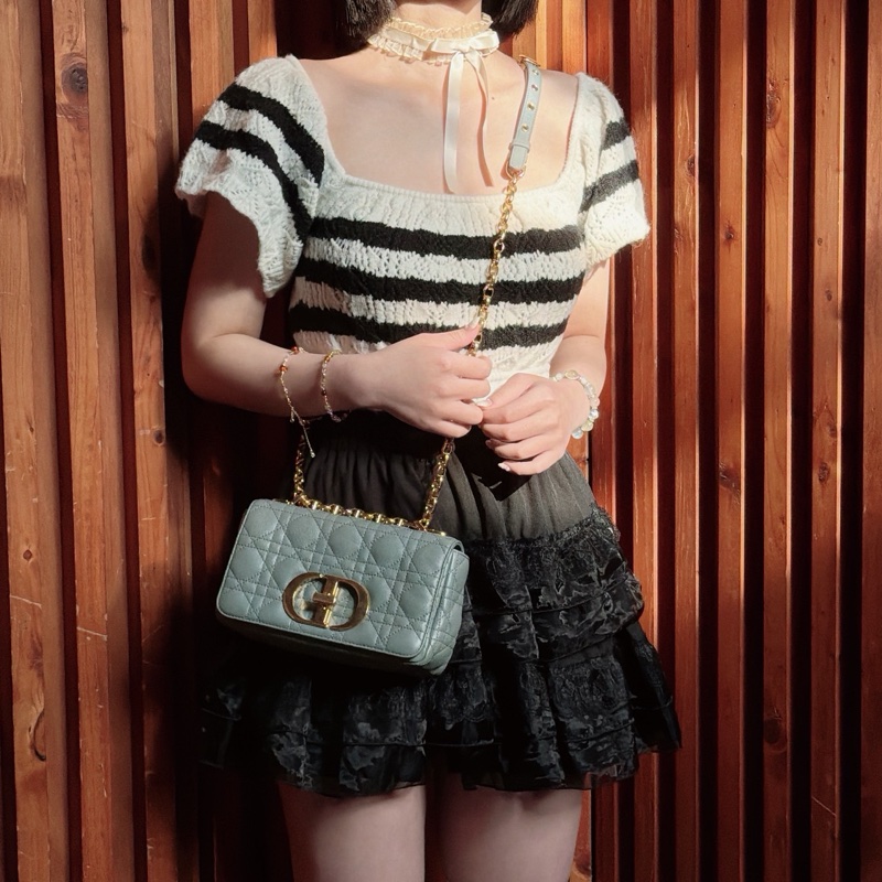 莉亞精品♡ Dior Caro 灰藍 二手美包-1