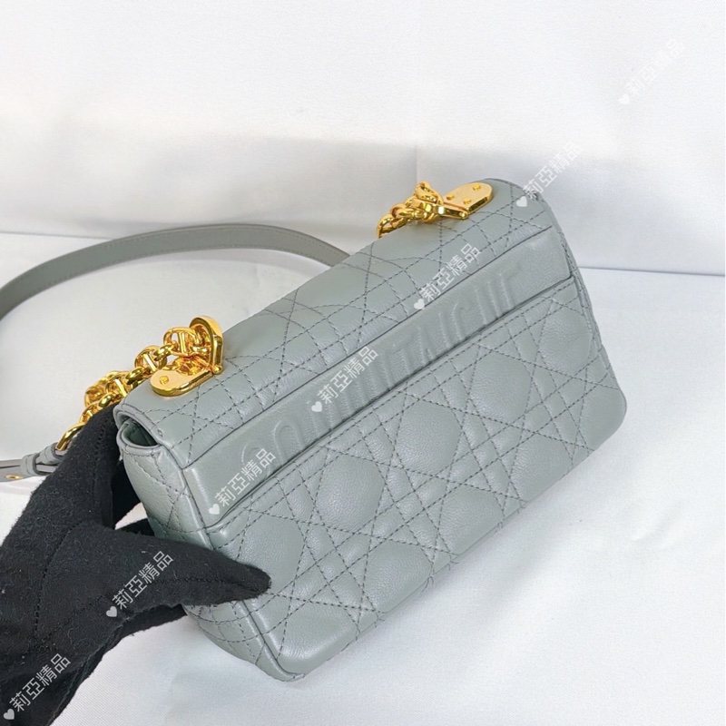 莉亞精品♡ Dior Caro 灰藍 二手美包-3
