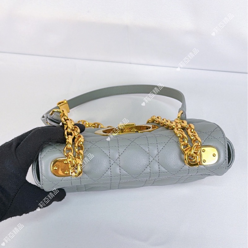 莉亞精品♡ Dior Caro 灰藍 二手美包-4