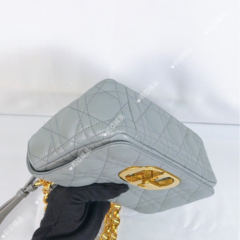 莉亞精品♡ Dior Caro 灰藍 二手美包-5