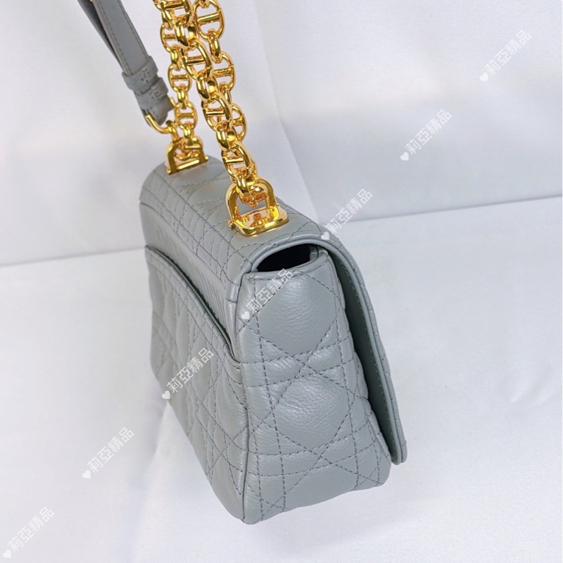 莉亞精品♡ Dior Caro 灰藍 二手美包-7