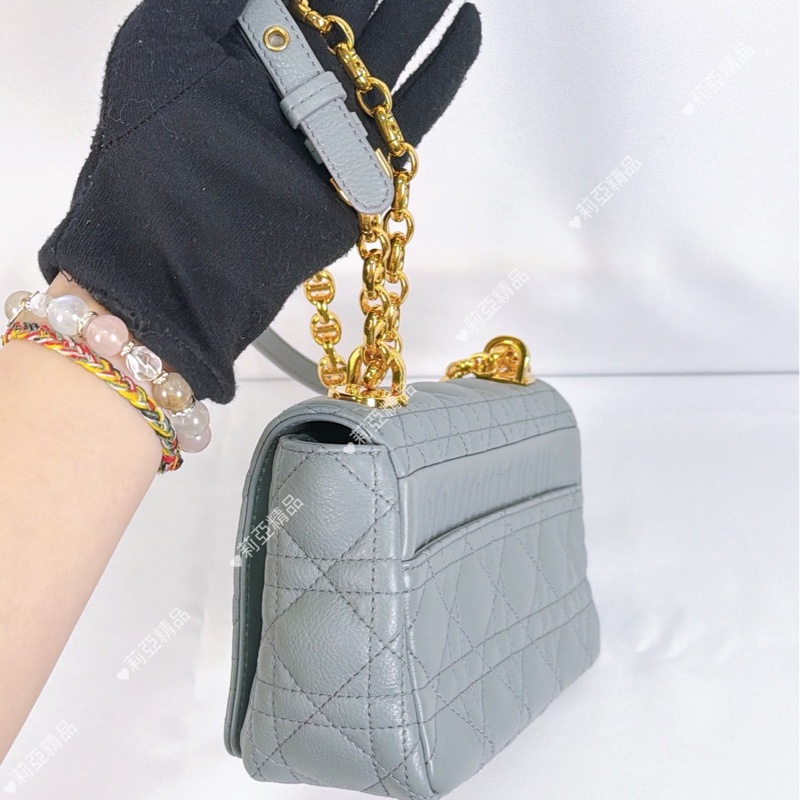 莉亞精品♡ Dior Caro 灰藍 二手美包-8
