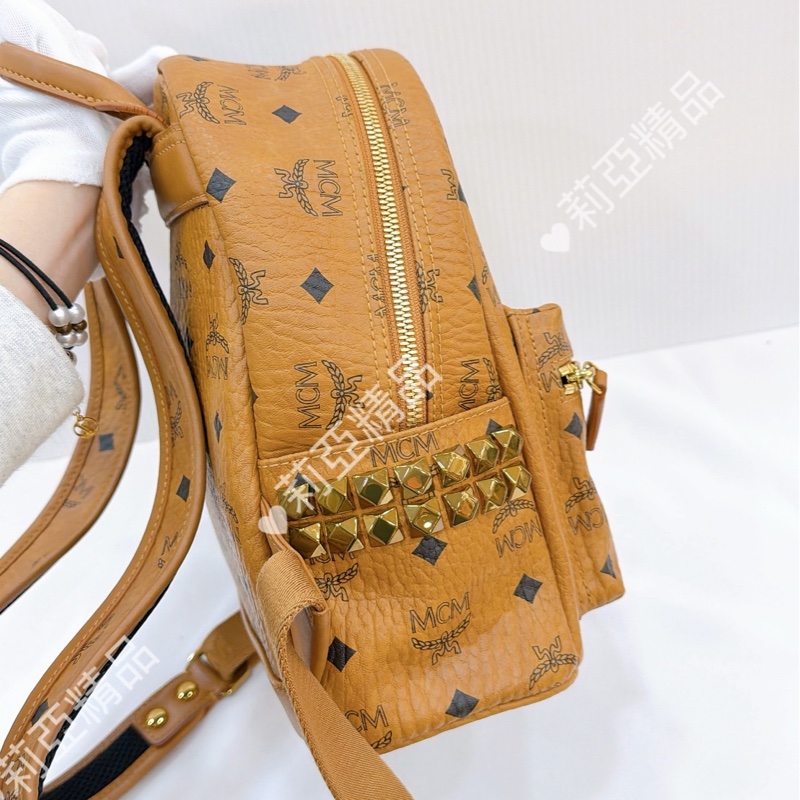 莉亞精品♡MCM 後背包 棕 二手-4