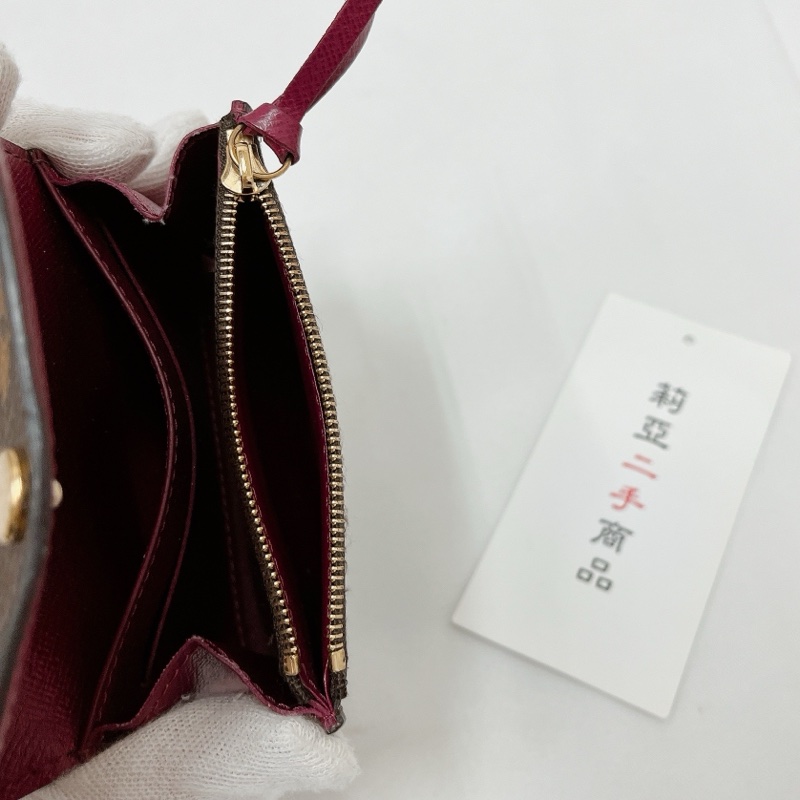 莉亞精品♡LV M41939  紫紅單層卡包 二手-13