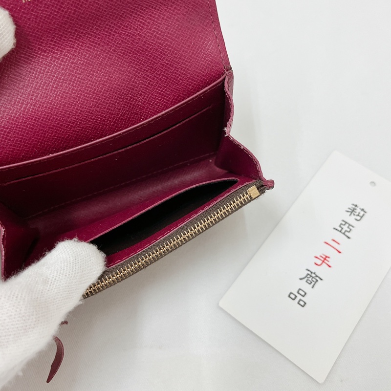 莉亞精品♡LV M41939  紫紅單層卡包 二手-14