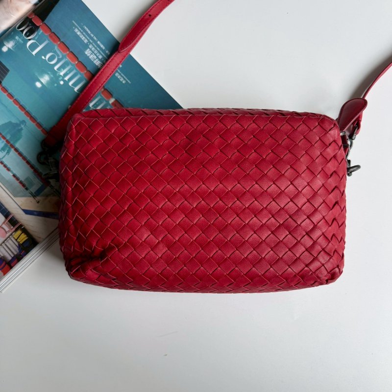 😍超級好裝💖 BV 紅色羊皮編織方形斜背包-1