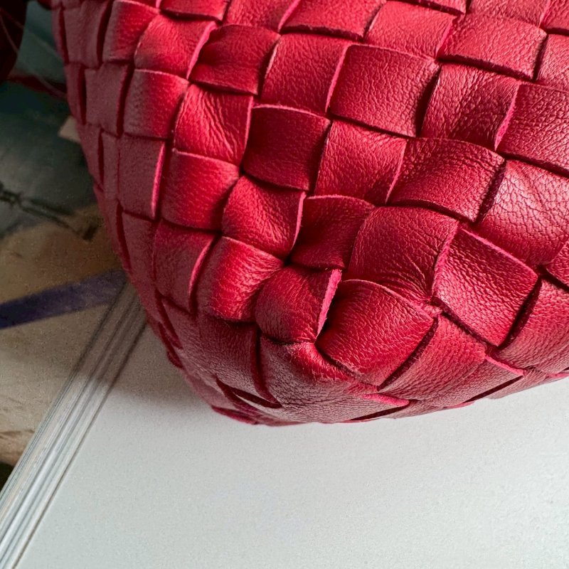 😍超級好裝💖 BV 紅色羊皮編織方形斜背包-2