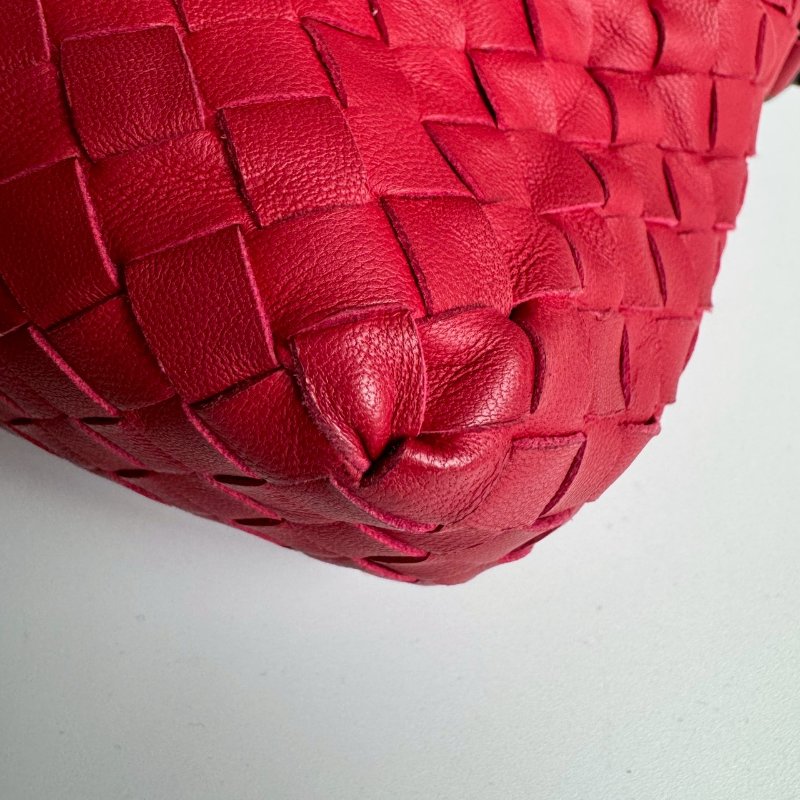 😍超級好裝💖 BV 紅色羊皮編織方形斜背包-3