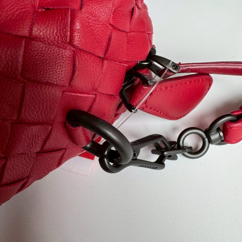 😍超級好裝💖 BV 紅色羊皮編織方形斜背包-9