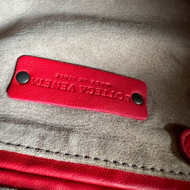 😍超級好裝💖 BV 紅色羊皮編織方形斜背包-16