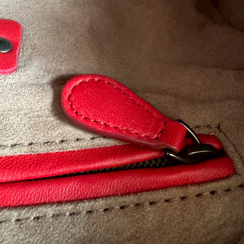 😍超級好裝💖 BV 紅色羊皮編織方形斜背包-17