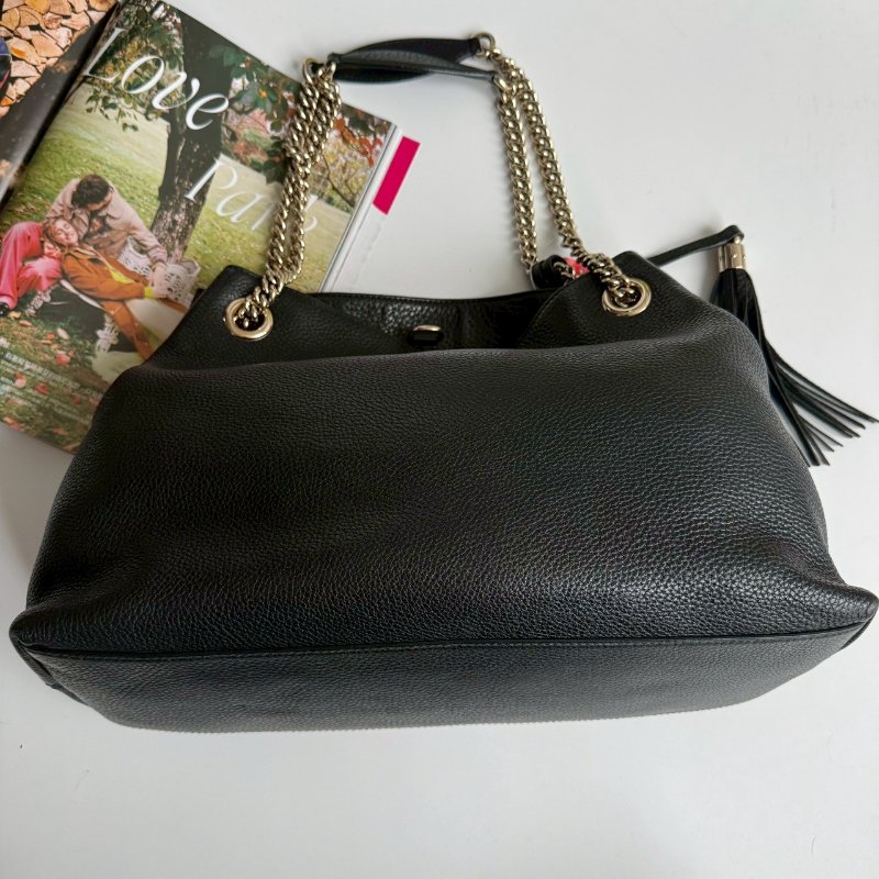 🎊逛街必背 GUCCI 黑色超軟皮革SOHO肩背包-2