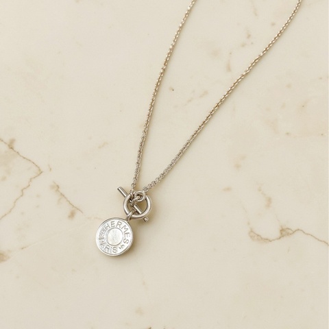 莉亞精品♡Hermes 銀牌項鍊 二手