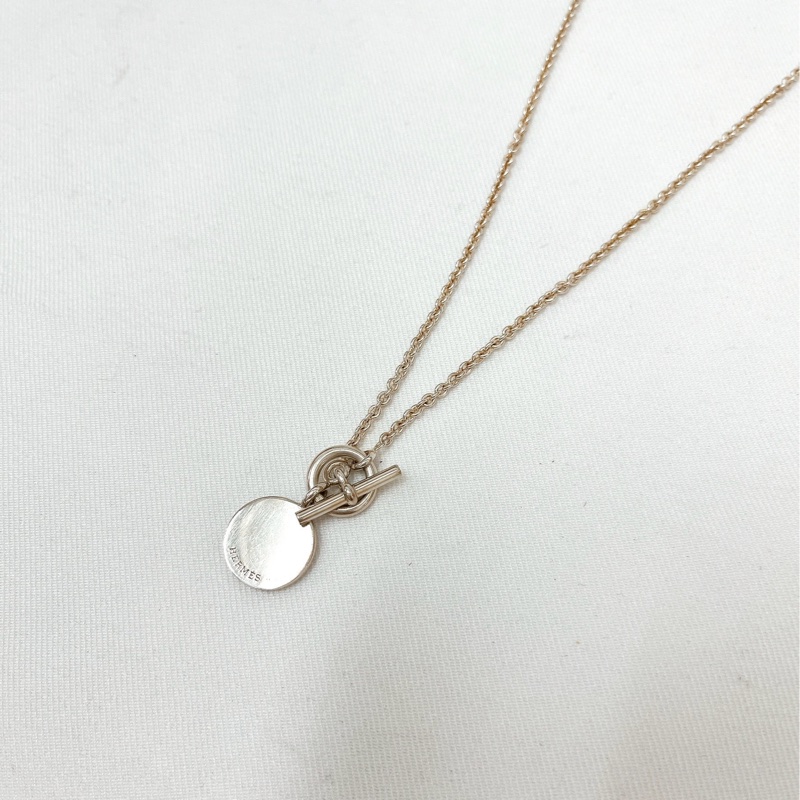 莉亞精品♡Hermes 銀牌項鍊 二手-5