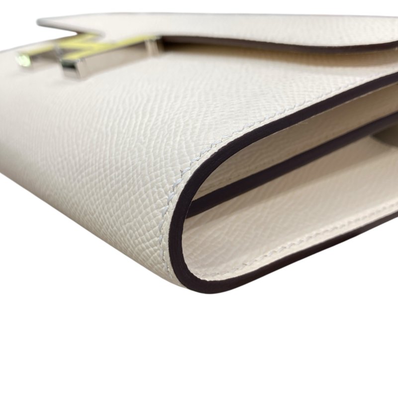 HERMES 愛馬仕 B刻 CONSTANCE TO GO 砝瑯H字 皮革 奶昔白 銀釦-8