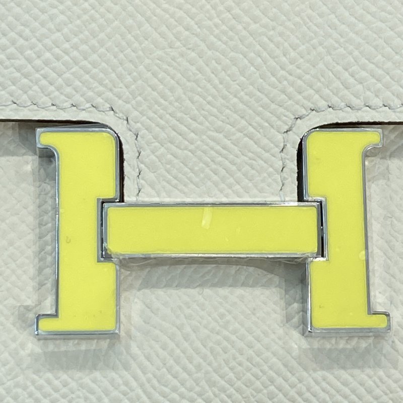 HERMES 愛馬仕 B刻 CONSTANCE TO GO 砝瑯H字 皮革 奶昔白 銀釦-14