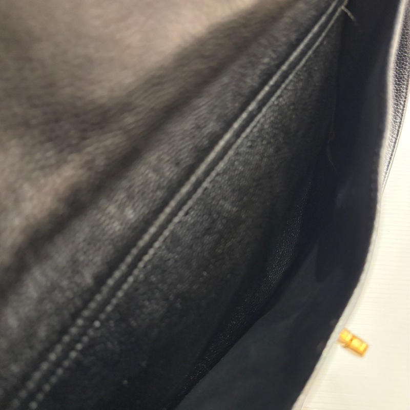 Chanel 黑金荔枝皮肩背購物托特包vintage-16