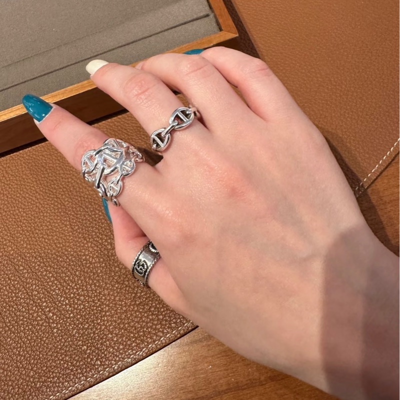 💖Hermes 純銀 豬鼻 戒指 全新💖 56號-2