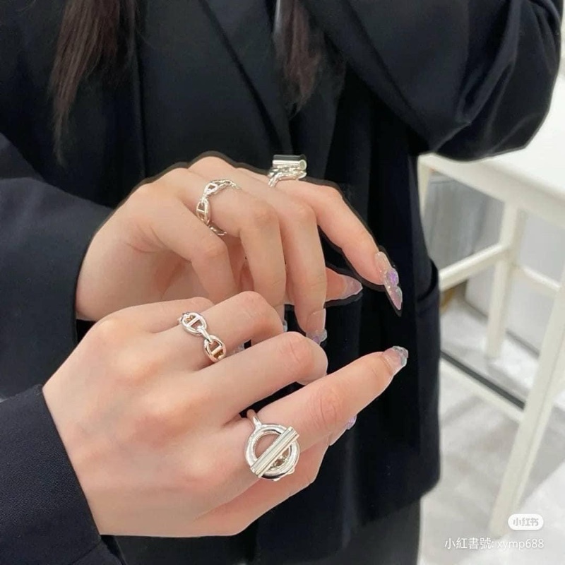 💖Hermes 純銀 豬鼻 戒指 全新💖 56號-3