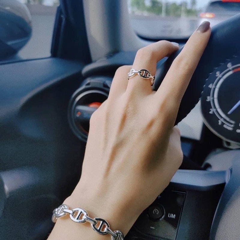 💖Hermes 純銀 豬鼻 戒指 全新💖 56號-4