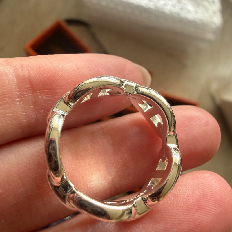 💖Hermes 純銀 豬鼻 戒指 全新💖 52號 2026購入-5