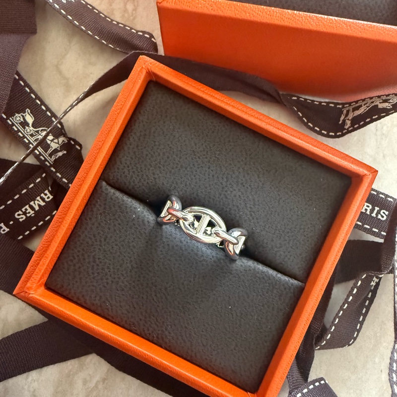 💖Hermes 純銀 豬鼻 戒指 全新💖 52號 2026購入-6