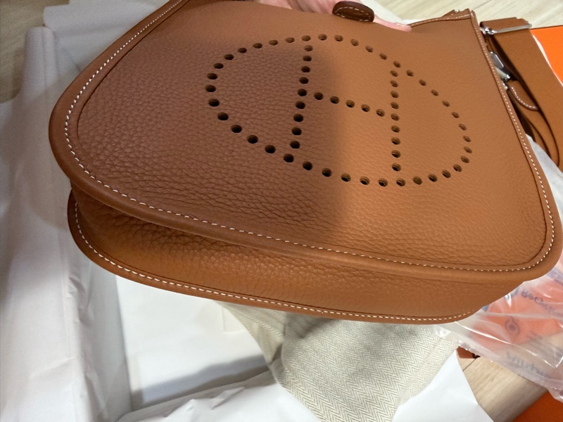 💖Hermes Evelyne 23 金棕銀釦💖 全新全配 K刻-3