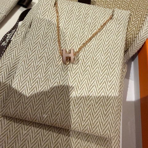 💖Hermes mini pop h 項鍊💖 新藕粉 玫瑰金 全新