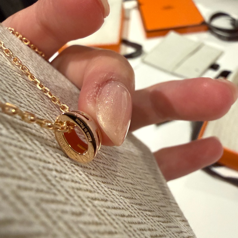 💖Hermes mini pop h 項鍊💖 新藕粉 玫瑰金 全新-3