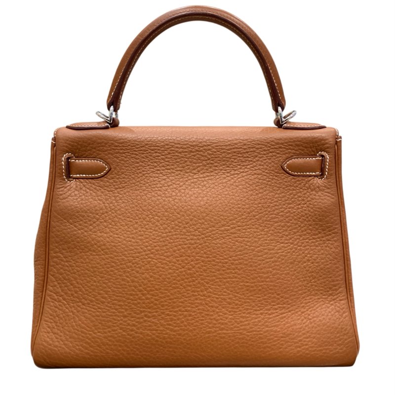 HERMES 愛馬仕 K刻 KELLY28 皮革 金棕色 銀釦-2