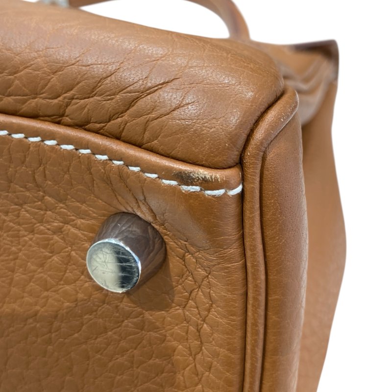 HERMES 愛馬仕 K刻 KELLY28 皮革 金棕色 銀釦-8