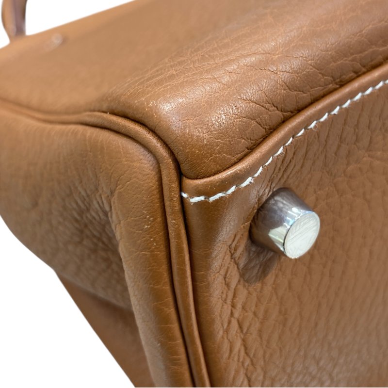 HERMES 愛馬仕 K刻 KELLY28 皮革 金棕色 銀釦-9