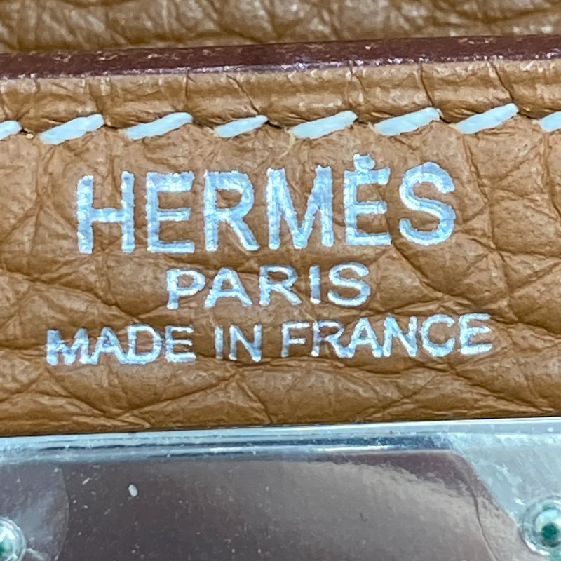 HERMES 愛馬仕 K刻 KELLY28 皮革 金棕色 銀釦-14