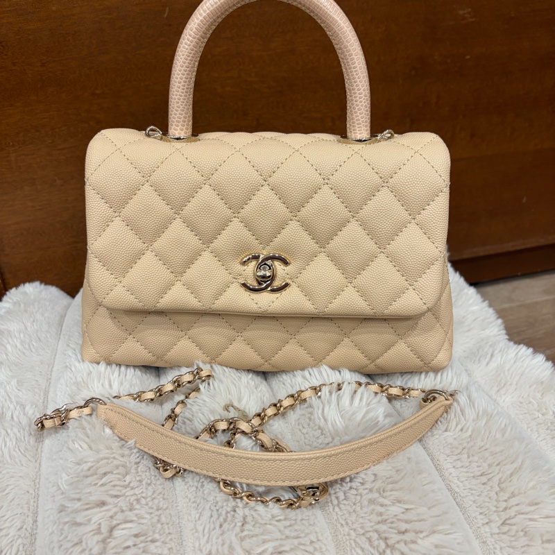 CHANEL COCO Handle 24cm(奶茶色）Flap-0
