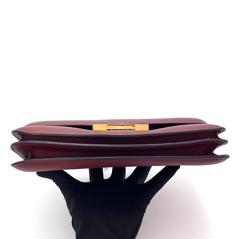 HERMES 波爾多紅金扣 橫版康康肩背斜背包25*13*3 98新配件塵袋-5