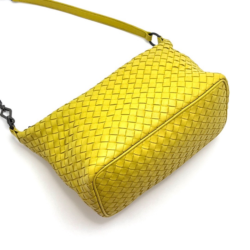 BV黃色全皮編織 hobo 飯盒手提腋下包24*18*12 98新配件塵袋-3