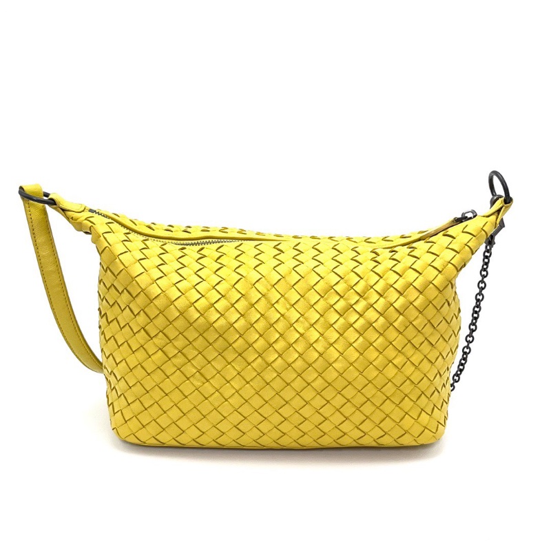 BV黃色全皮編織 hobo 飯盒手提腋下包24*18*12 98新配件塵袋-6