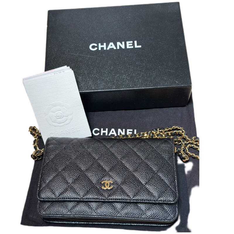 經典款WOC： 黑金荔枝紋小牛皮-0