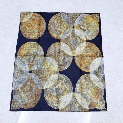 Chanel 香奈兒VIC 絲巾/中秋系列/深藍色/90*90cm/全新美品