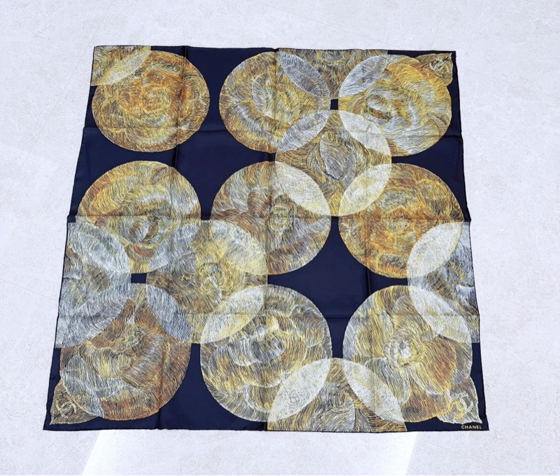 Chanel 香奈兒VIC 絲巾/中秋系列/深藍色/90*90cm/全新美品-0
