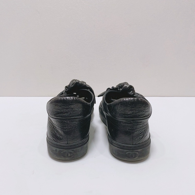 Chanel香奈兒蝴蝶結黑色休閒鞋板鞋39碼，無附件-2