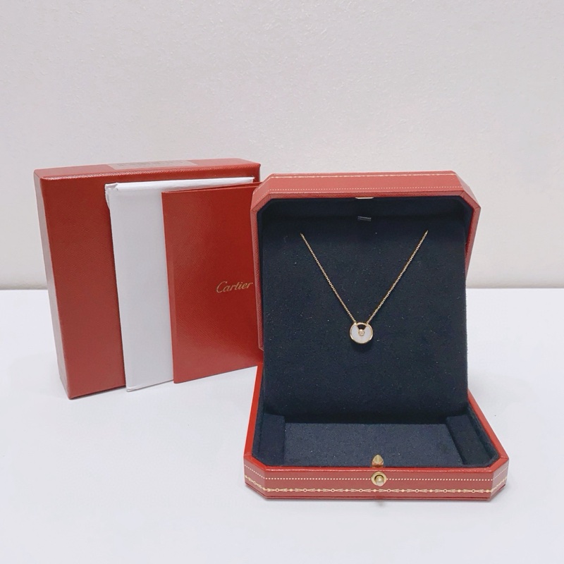 Cartier卡地亞Amulette de Cartier超小號款白貝母幸運符項鍊，附件：盒 保卡-0