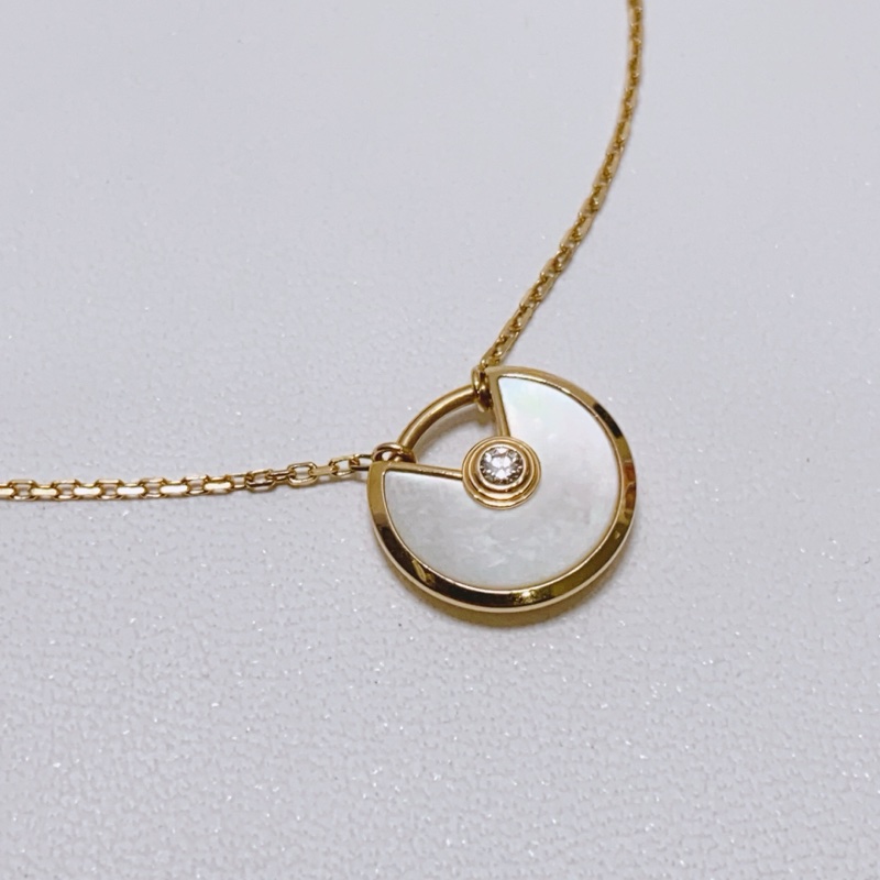 Cartier卡地亞Amulette de Cartier超小號款白貝母幸運符項鍊，附件：盒 保卡-1