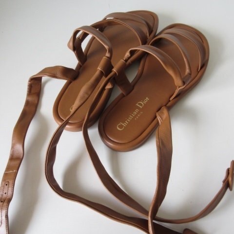 迪奧Christian Dior小羊皮芭蕾舞鞋/焦糖色羅馬風涼鞋-2